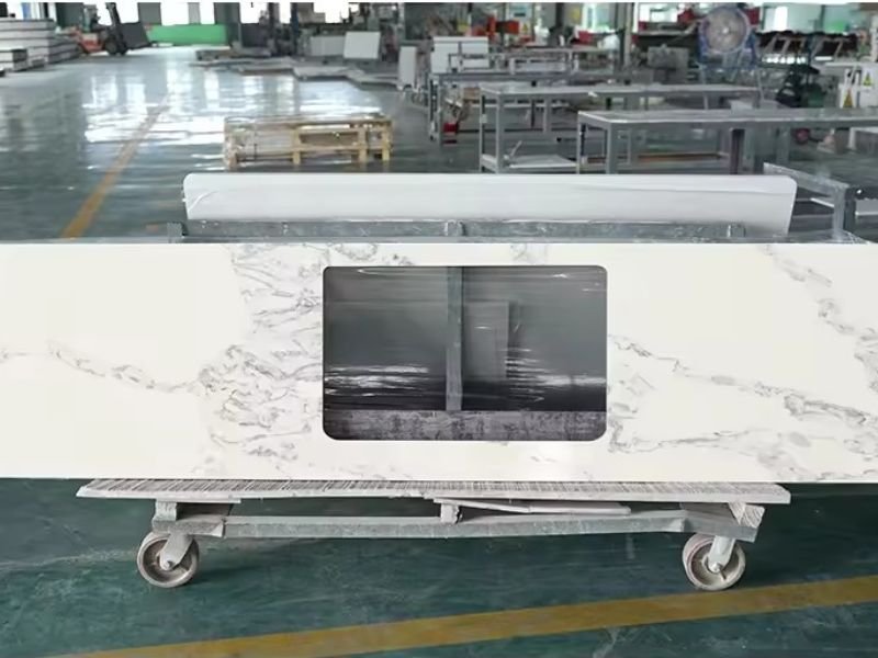 Marble Granite 2203, piedra blanca, veta gris (1)